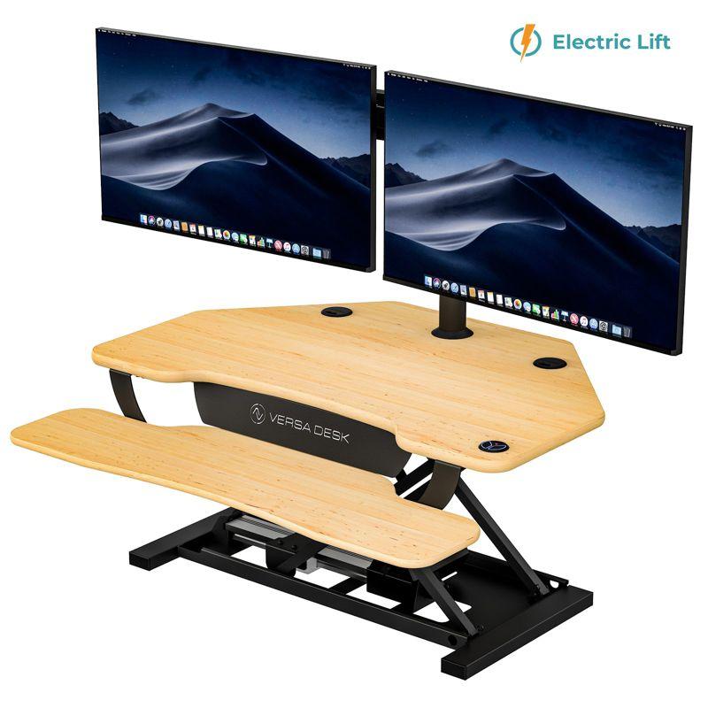 Maple Electric Height Adjustable Corner Standing Desk Converter