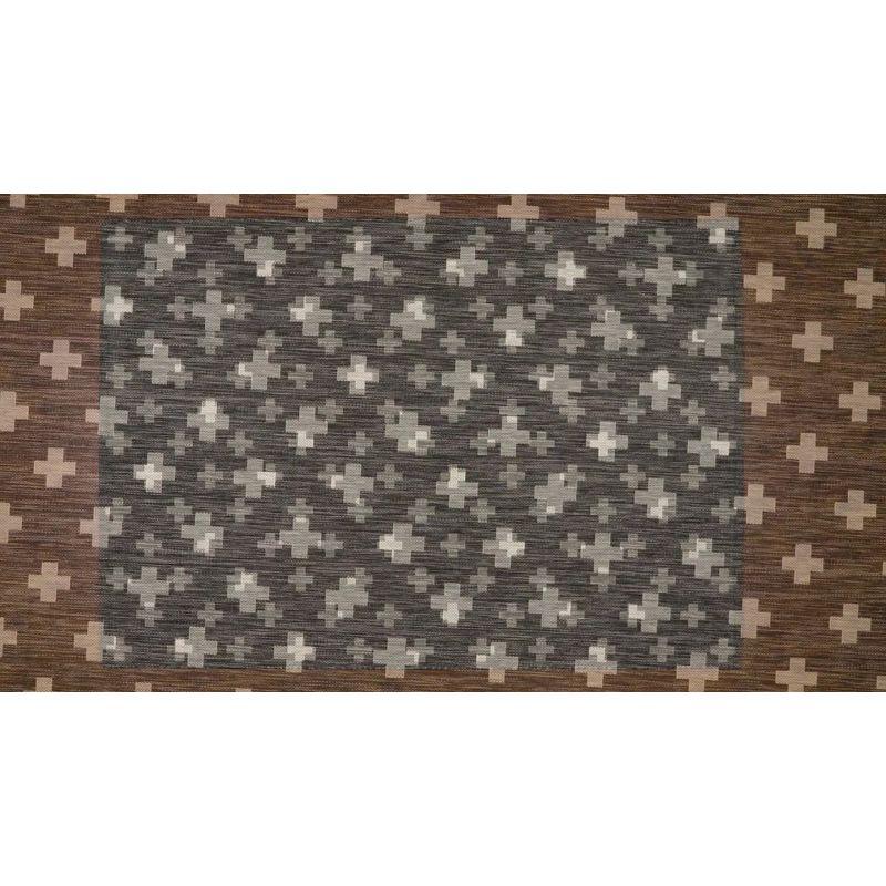 Charcoal Geometric Easy-Care Synthetic Area Rug 5'3" x 7'6"