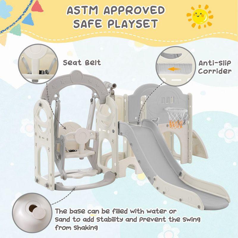 Mocoloo Toddler Slide and Swing Set 7 in 1, Kids Climber Slide Playset with with Ball & Hoop, Telescope
