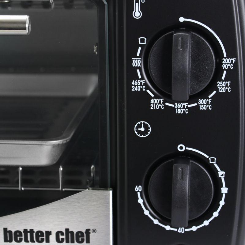 Better Chef 9 Liter Toaster Oven Broiler in Black With Stainless Stell Front