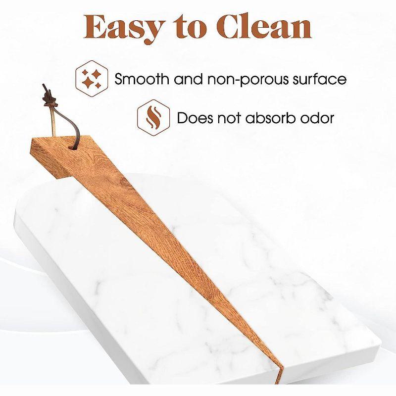 American Atelier Marble and Wood Paddle Board Cheese and Cutting Board - 15 Inch