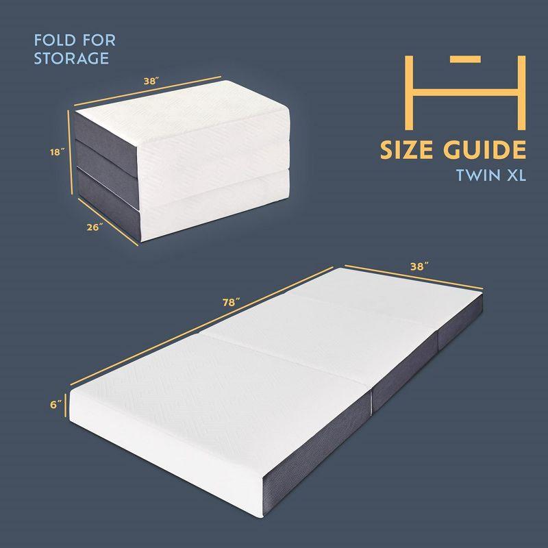 Heyward 6" Trifold Mattress, Tri Fold Memory Foam Foldable Mattress