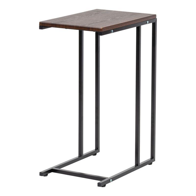 IRIS USA Wood and Metal Frame Side Table, Accent Sofa End Table Coffee Snack, Bedroom Night Stand, Living Room Computer Desk, C-Shape Wide