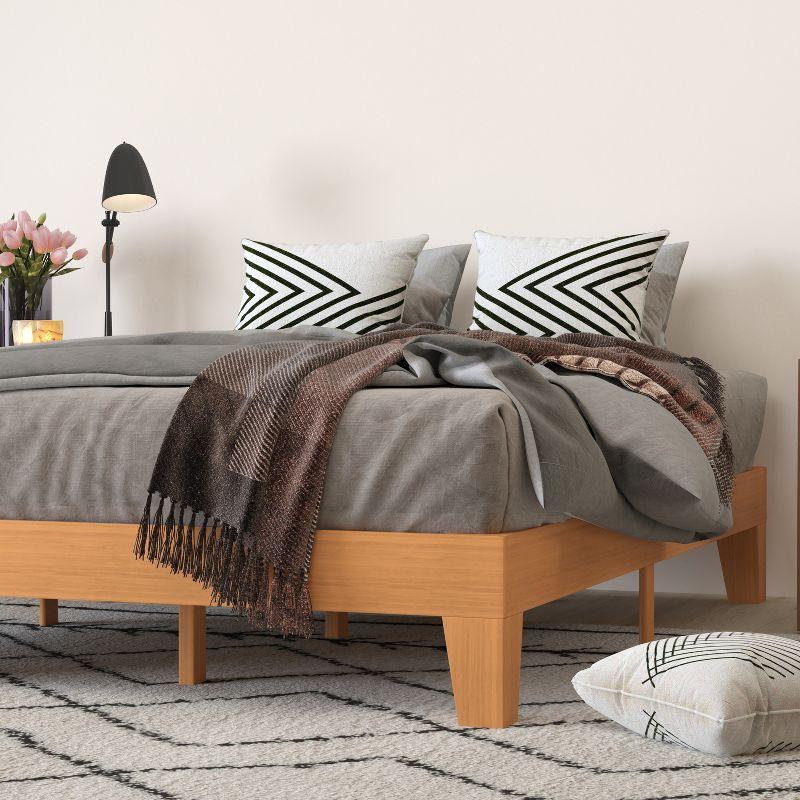 Merrick Lane Eduardo Platform Bed Frame, Solid Wood Platform Bed Frame With Slatted Support, No Box Spring Needed