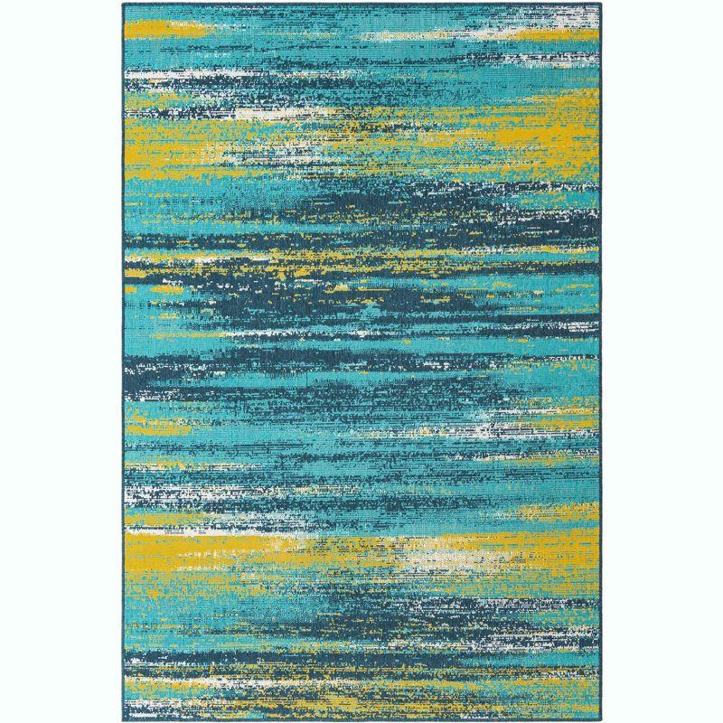 Unique Loom Outdoor Coastal Collection Area Rug - Ombre (6' 1" x 9' Rectangle Multi.Blue/Yellow)