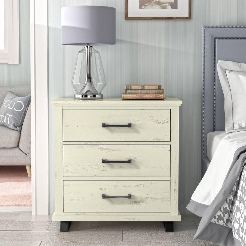 32'' Nightstand Saw Cut Off-White - Festivo