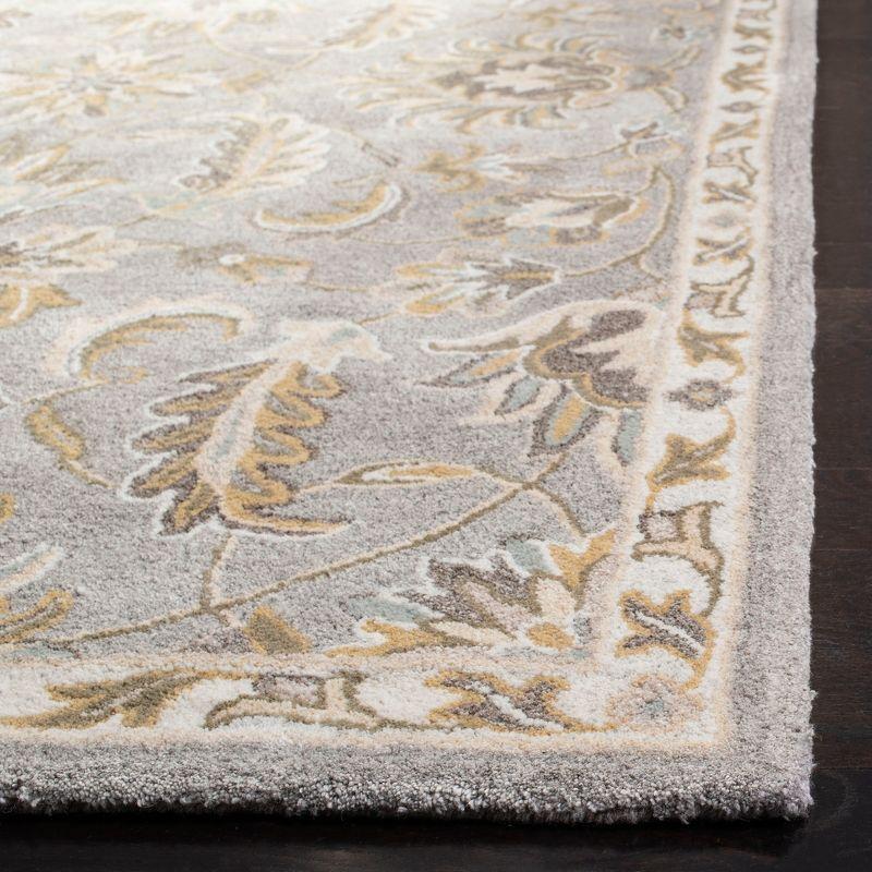 Elegant Gray Floral Tufted Wool and Viscose 8' x 10' Area Rug