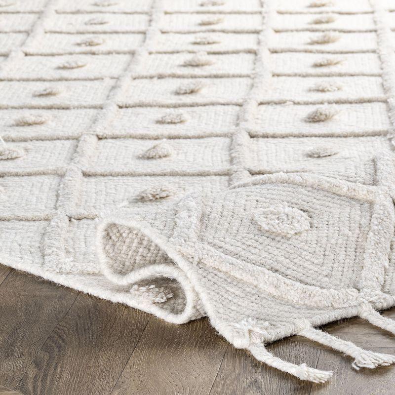 Ivory Trellis Braided Wool 3' x 5' Handmade Rug