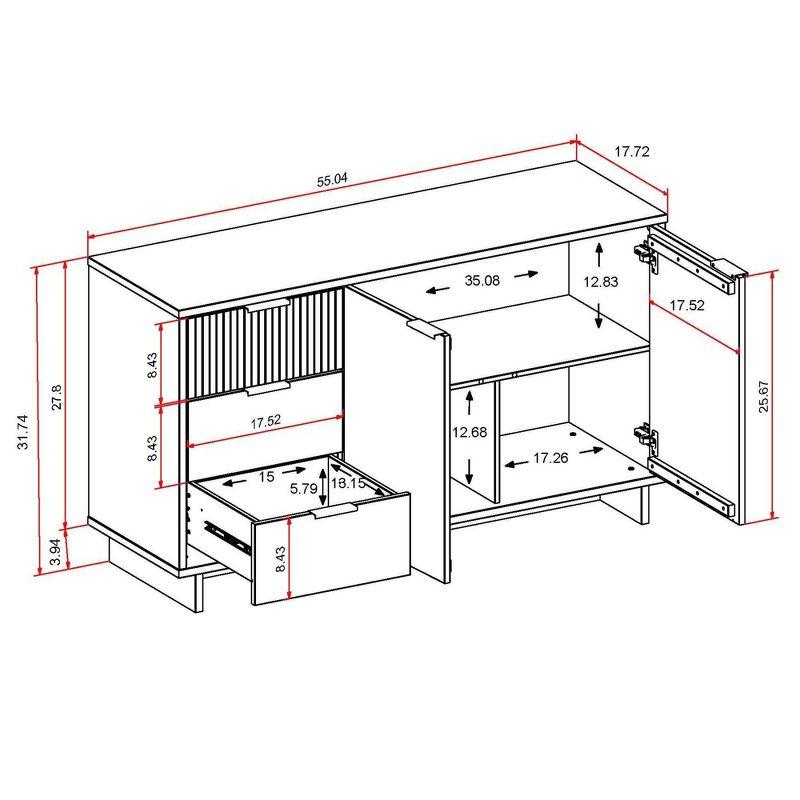 55.07" Granville Modern 3 Drawer Sideboard - Manhattan Comfort