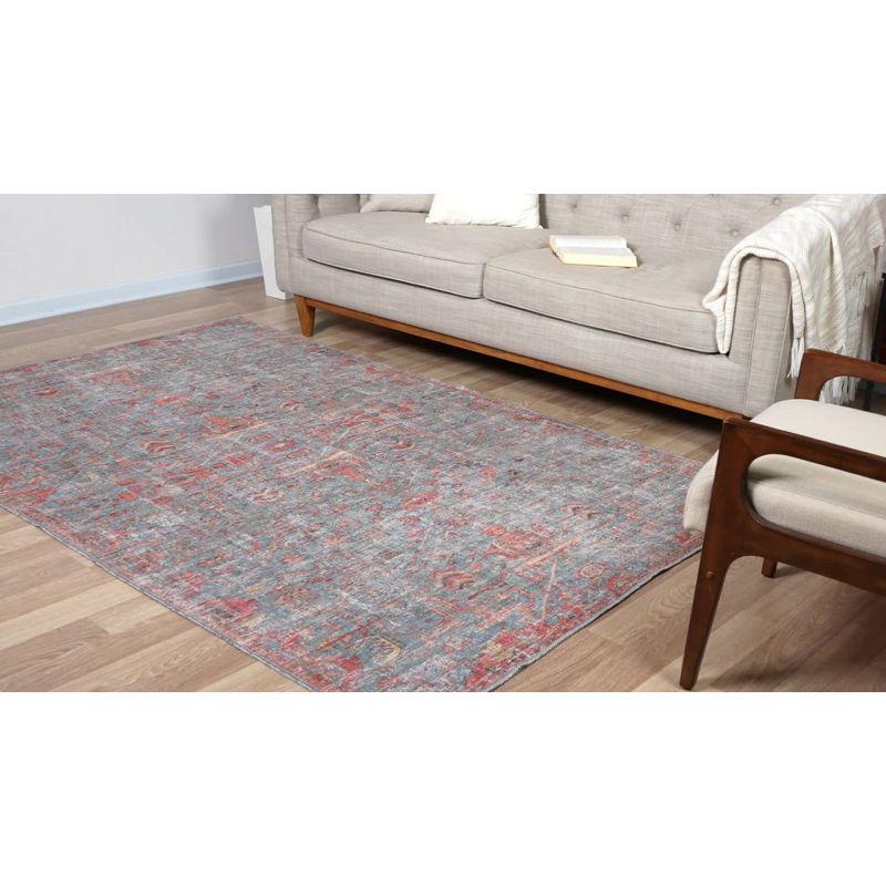 Unique Loom 2' 7 x 12' 0 Nostalgia Olivia Machine Washable Antique Blue Area Rug
