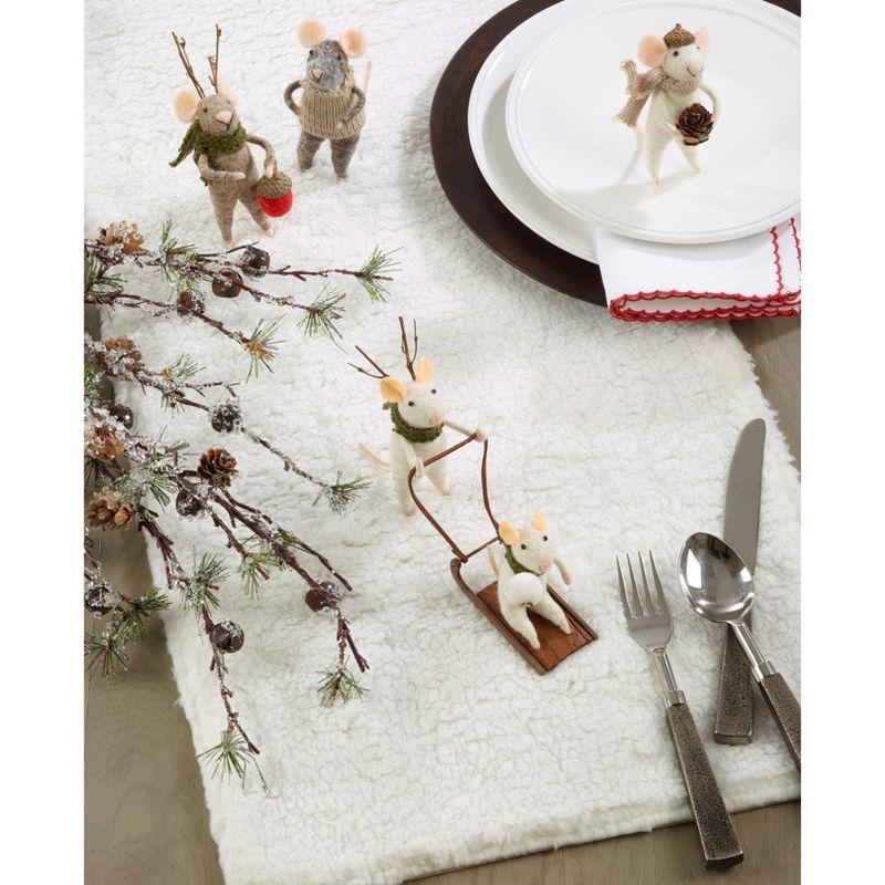 White Polyester Sherpa Design Table Runner, 12" x 15"