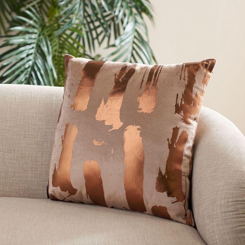 Hannia 19" Square Brown Cotton-Viscose Pillow