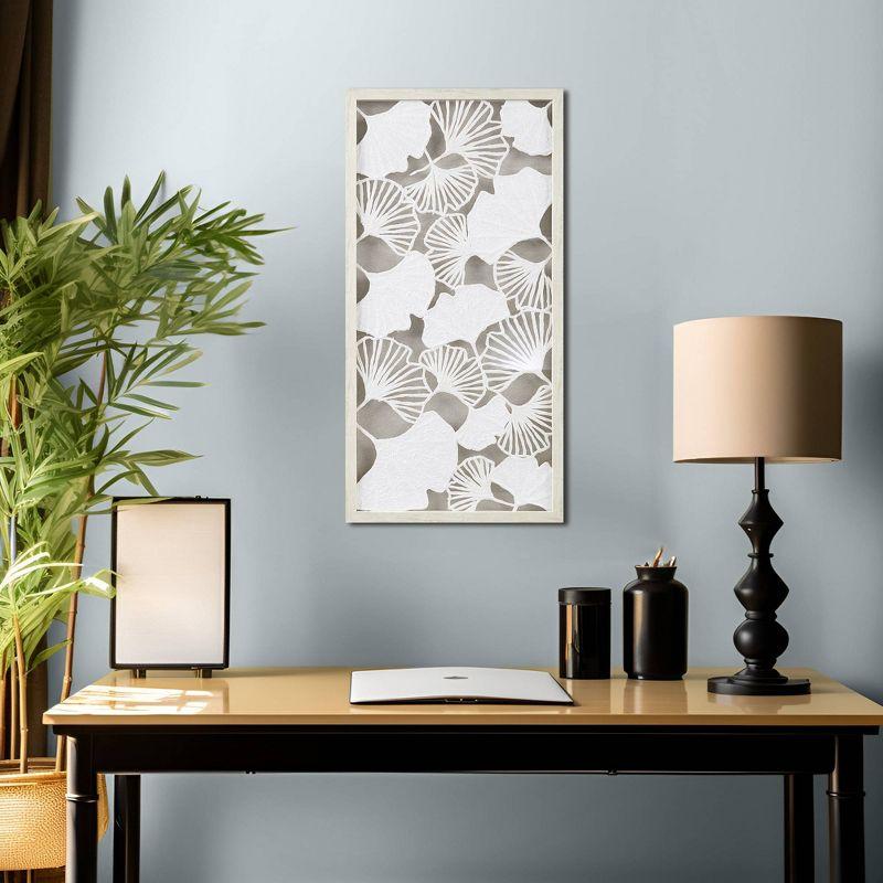 Off-White Framed Rice Paper Gingko Leaf Wall Art