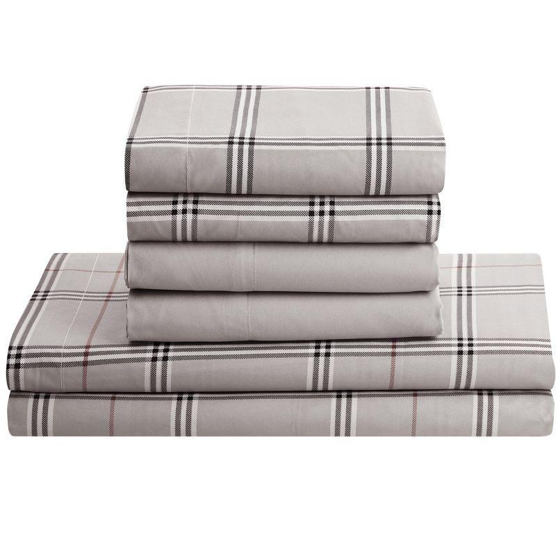 Nestl Printed Sheet Set, 6 Piece Soft Bed Sheets, Cal King Size Sheets, Burberry Grey