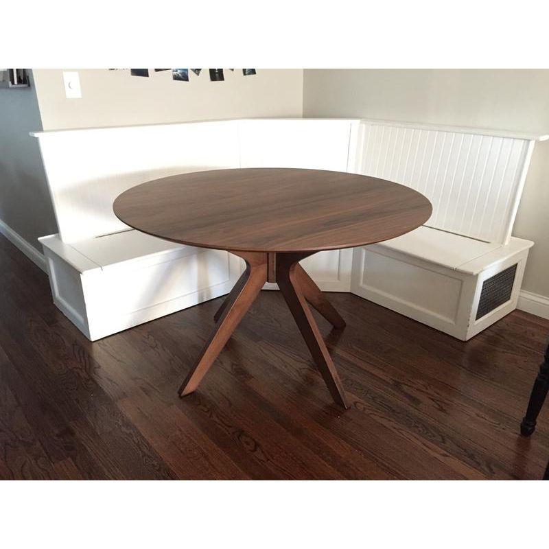 Baxton Studio Monte Mid-Century Modern Wood Finish 47" Round Dining Table Walnut Brown: Hardwood, Seats 4