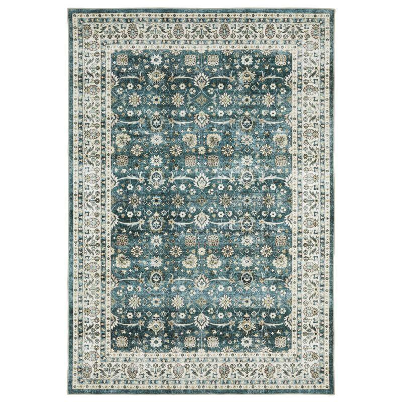 Oriental Weavers Sumter SUM08 Teal/ Ivory Indoor Area Rug - 5' x 7'