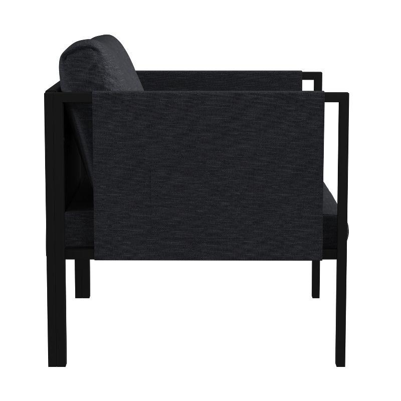 Charcoal Gray Steel Patio Dining Chair with Cushions