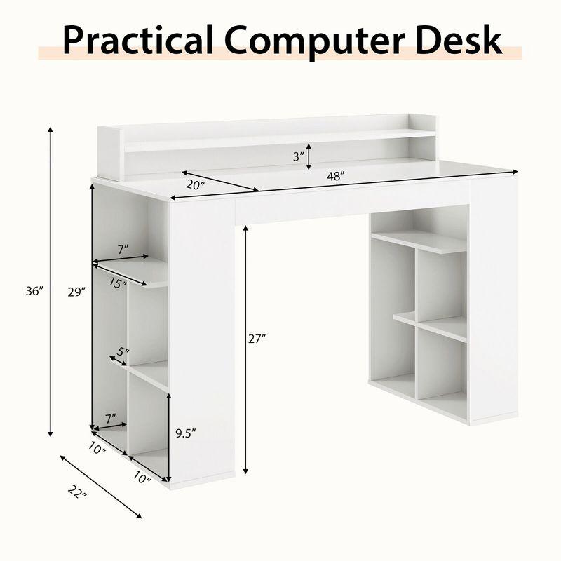 Costway 48'' Computer Desk Study Writing Workstation w/ Bookshelf & Monitor Stand Riser