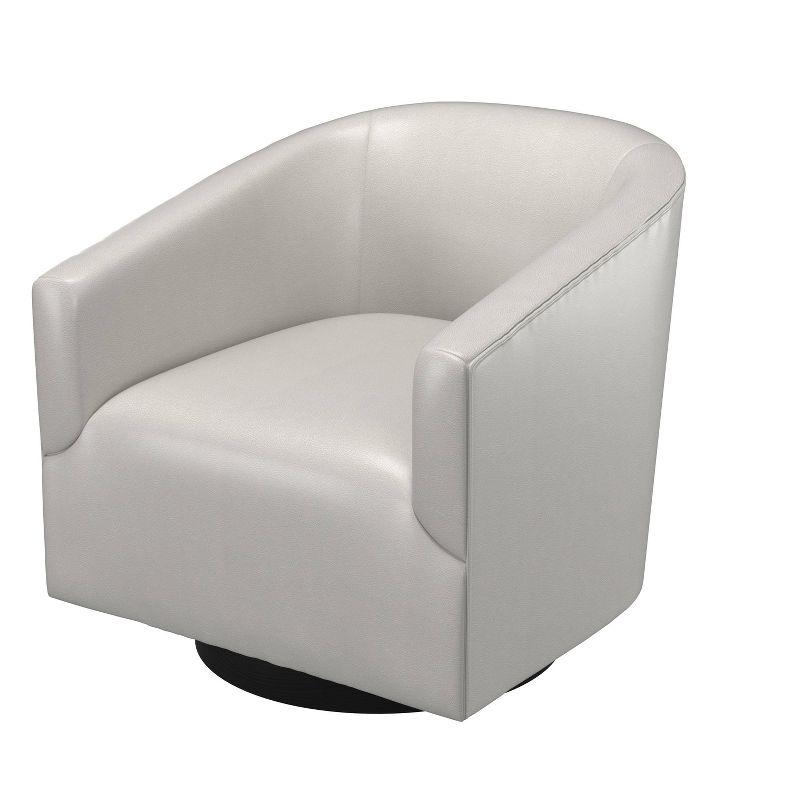 Comfort Pointe Gaven Wood Base Swivel Accent Chair Dove Gray: Faux Leather Upholstery, Foam-Filled, No Assembly Required