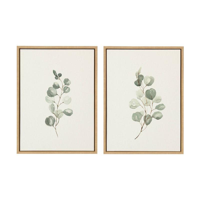 Natural Framed Eucalyptus Canvas Art Set, 18" x 24"