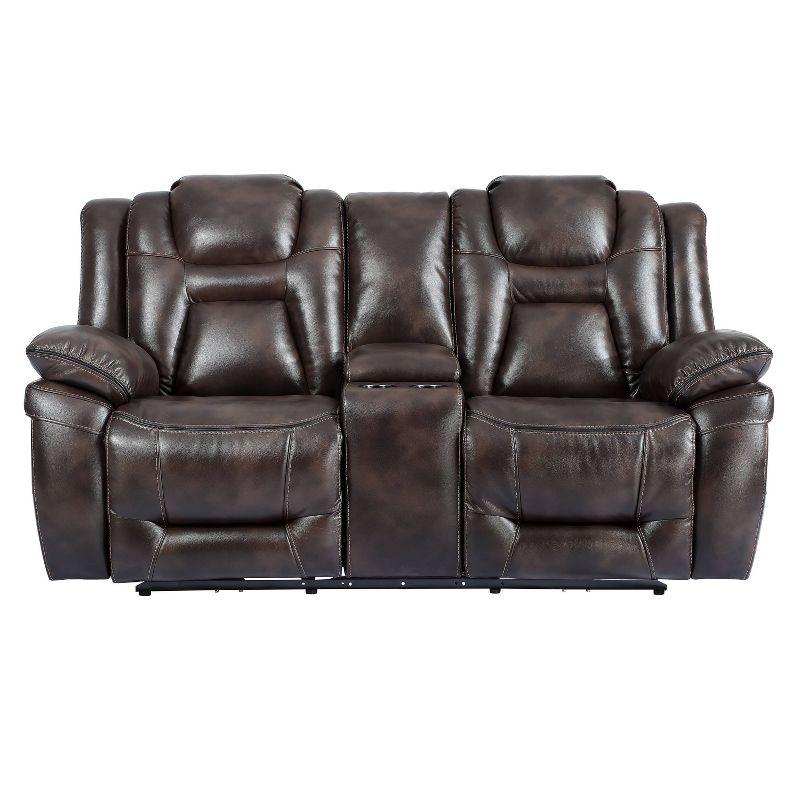 Oportuna Dual Power Console Loveseat Brown - Steve Silver Co.