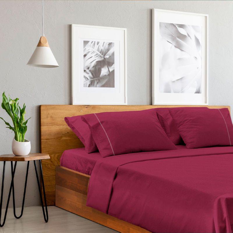 LuxClub 4 PC Burgundy King Silky Soft Cooling Deep Pocket Performance Sheet Set