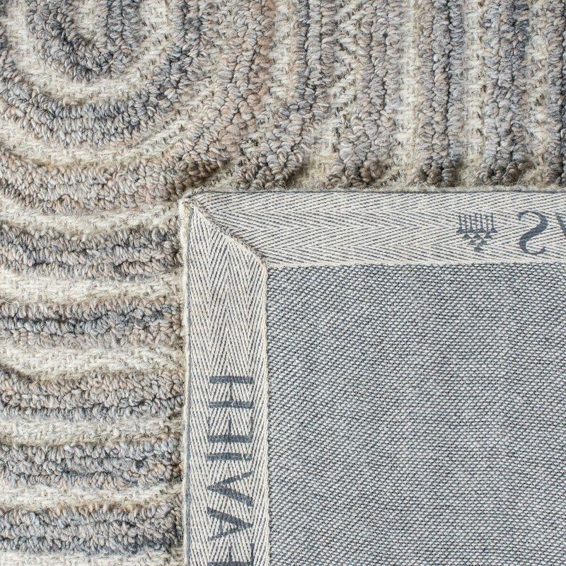 Handmade Beige Geometric Wool-Blend 6' Square Area Rug
