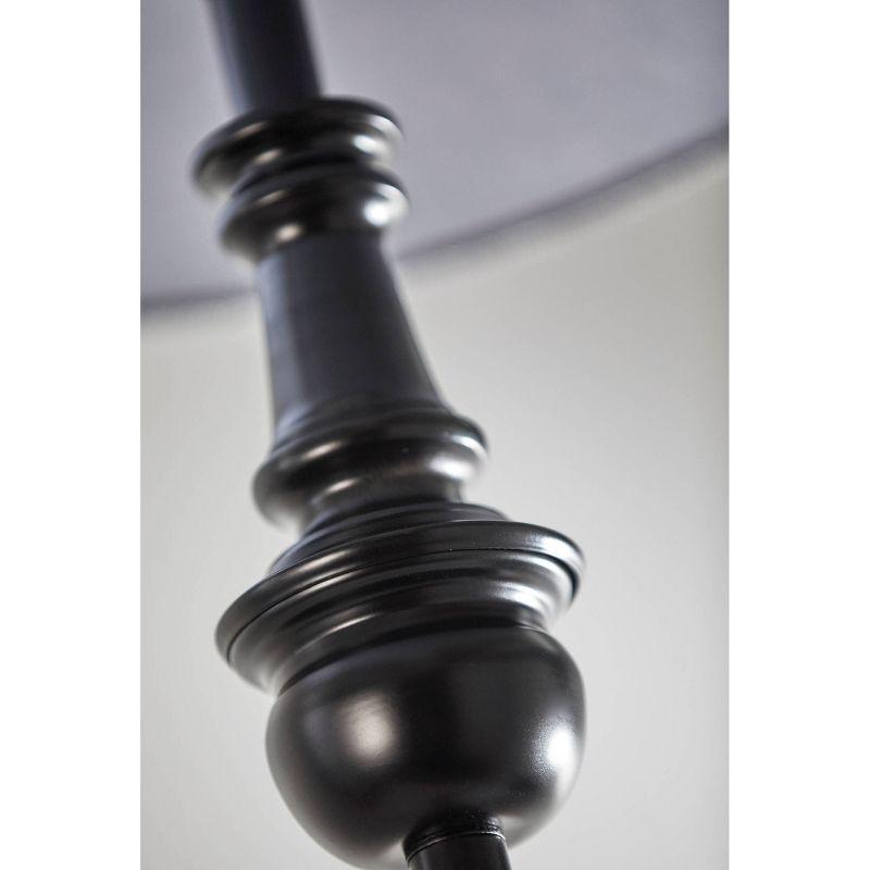 Elegant Charles 60" Black Metal Floor Lamp with Herringbone Shade