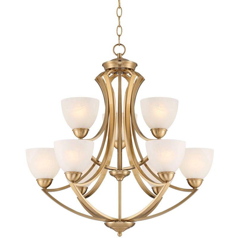 Milbury Soft Gold 30" Two-Tiered White Glass Chandelier