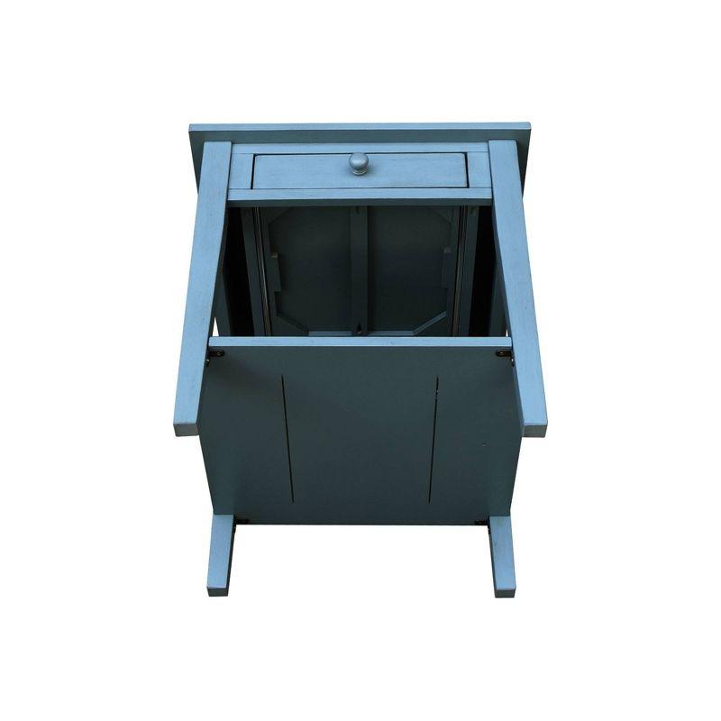 International Concepts Spencer End Table Antique Ocean Blue: Hardwood Frame, 25" High, Square Shape, Spot Clean