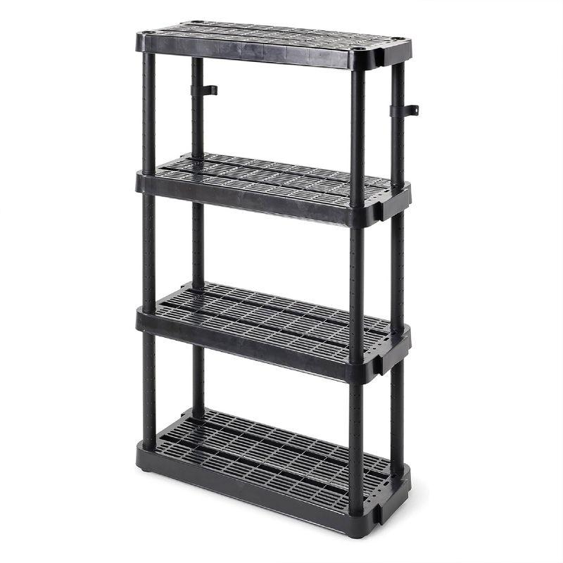 Sleek Black Adjustable 4-Tier Medium Duty Ventilated Shelving Unit