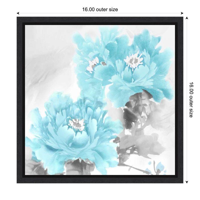 Amanti Art Flower Bloom in Aqua II by Jesse Stevens Canvas Wall Art Print Framed 16 x 16-in.