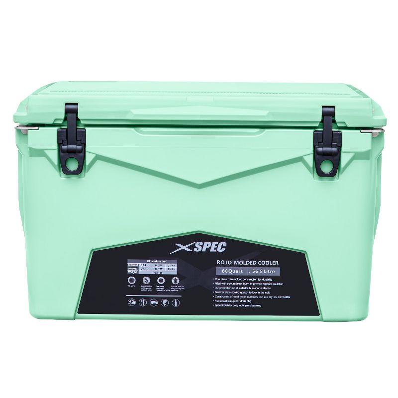 Xspec 60 Quart Roto Molded High Performance Ice Chest Outdoor Cooler, Seafoam