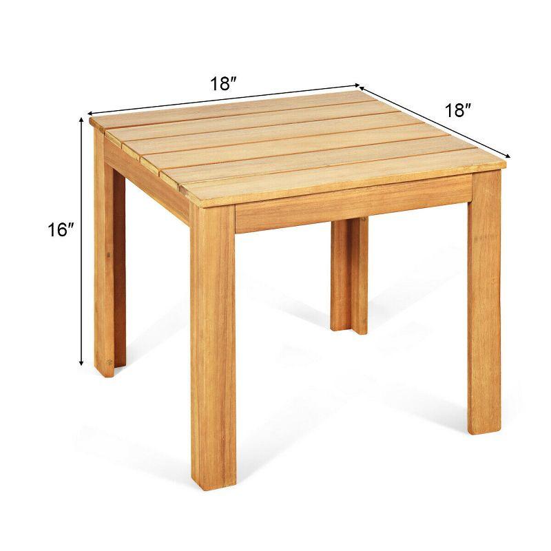 Costway Wooden Square Side End Table Patio Coffee Bistro Table Indoor Outdoor Natural