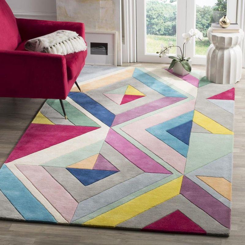 Art Deco Geometric Hand Tufted Wool Rug in Gray - 4' x 6'