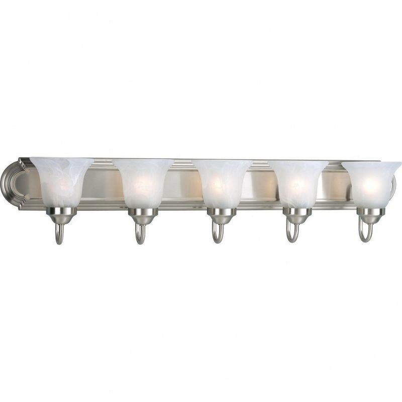 Progress Lighting Builder 5-Light Bath Bracket, Brushed Nickel, Alabaster Glass