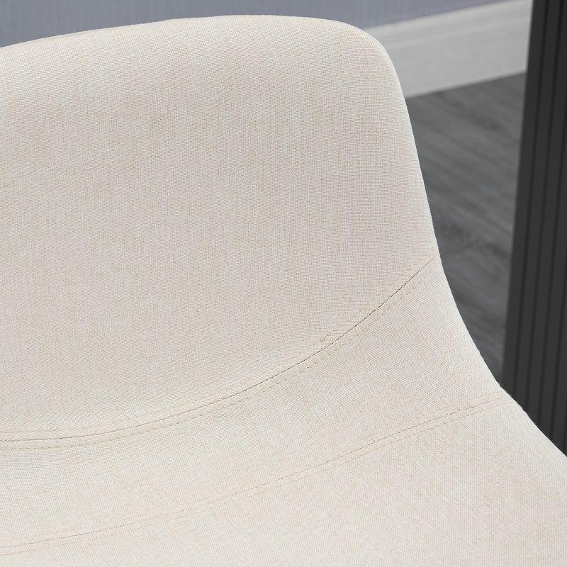 HOMCOM Adjustable Bar Stools Set of 4, Swivel Bar Height Chairs Barstools Padded with Back for Kitchen, Counter, and Home Bar, Cream White