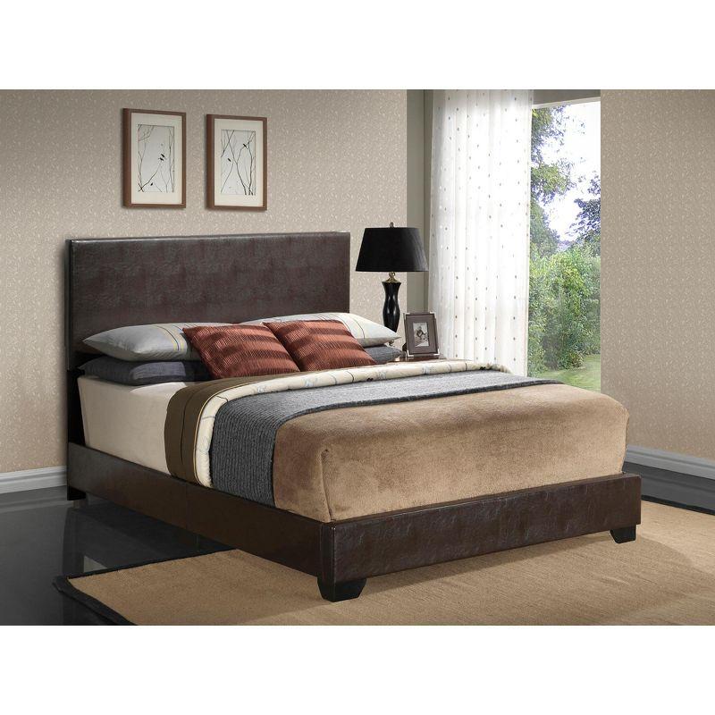Passion Furniture Aaron Cappuccino Upholstered Full Panel Bed