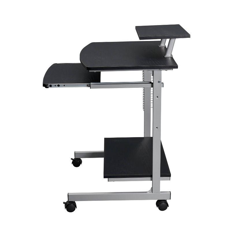 Espresso Compact Workstation Cart with Slide-Out Keyboard Tray