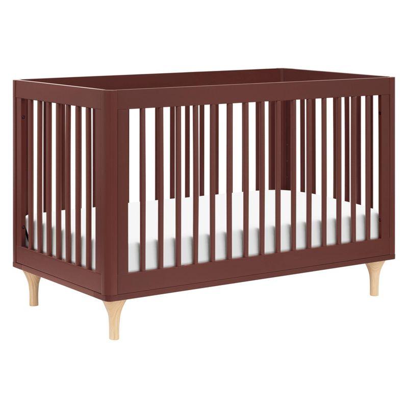 Babyletto Lolly Crimson Red & Natural Wood 3-in-1 Convertible Baby Crib with Toddler Bed Conversion Kit