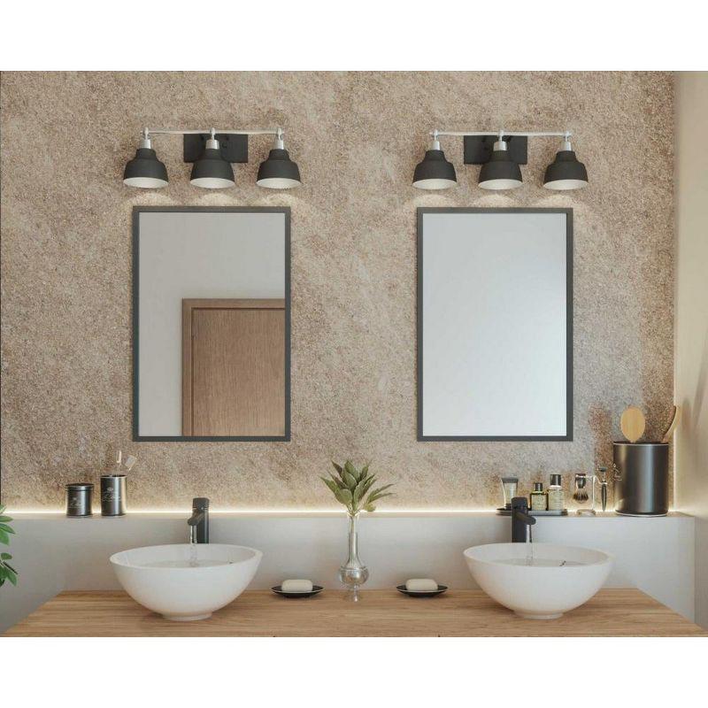 Progress Lighting Bramlett 3-Light Bath & Vanity, Brushed Nickel, Metal Reflector Shades