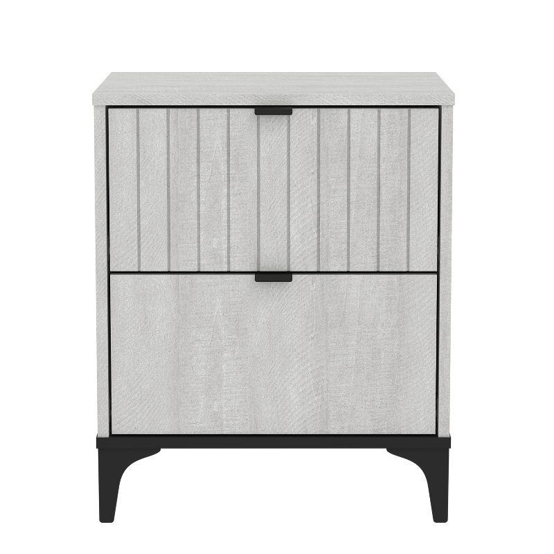 Zaffy 2-Drawer White and Black Modern Nightstand