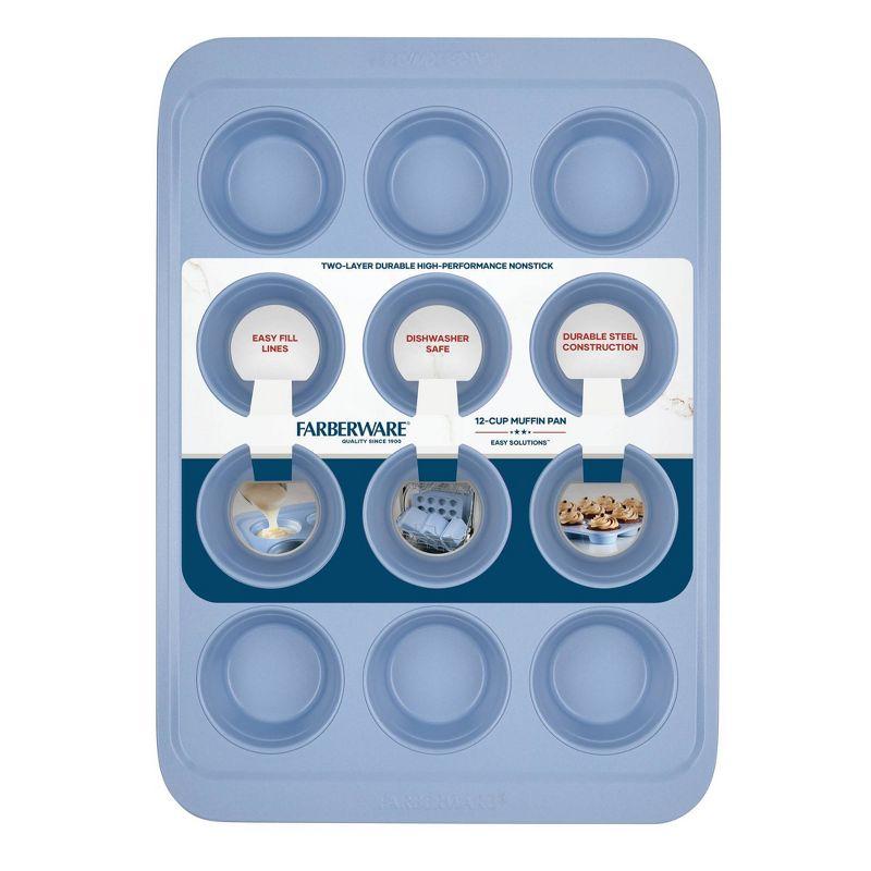 Farberware Easy Solutions Nonstick Bakeware 12-Cup Muffin Pan, Blue