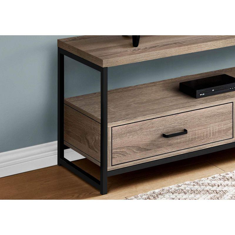 Monarch Specialties Tv Stand 48 Inch Console Media Entertainment Center Storage Drawers Laminate Metal Brown Black Contemporary Modern