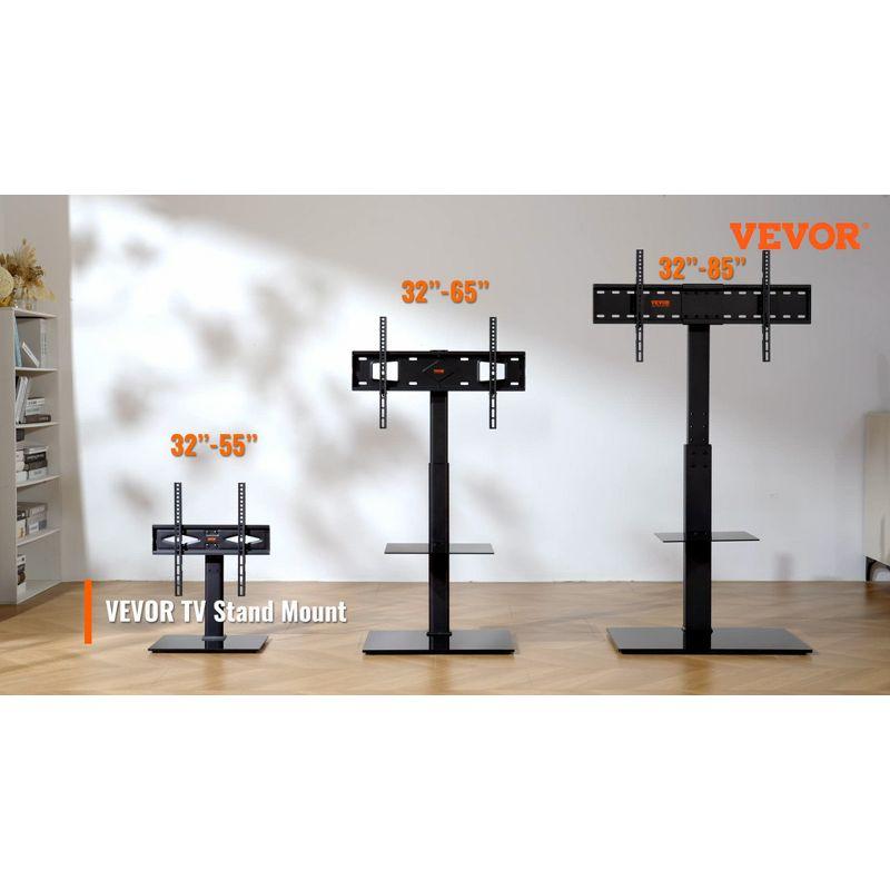 VEVOR Mobile TV Stand, Mobile TV Cart for 23 to 60 inch TVs, Height Adjustable Portable TV Stand with Wheels, with A Tray for Audio-Visual Devices