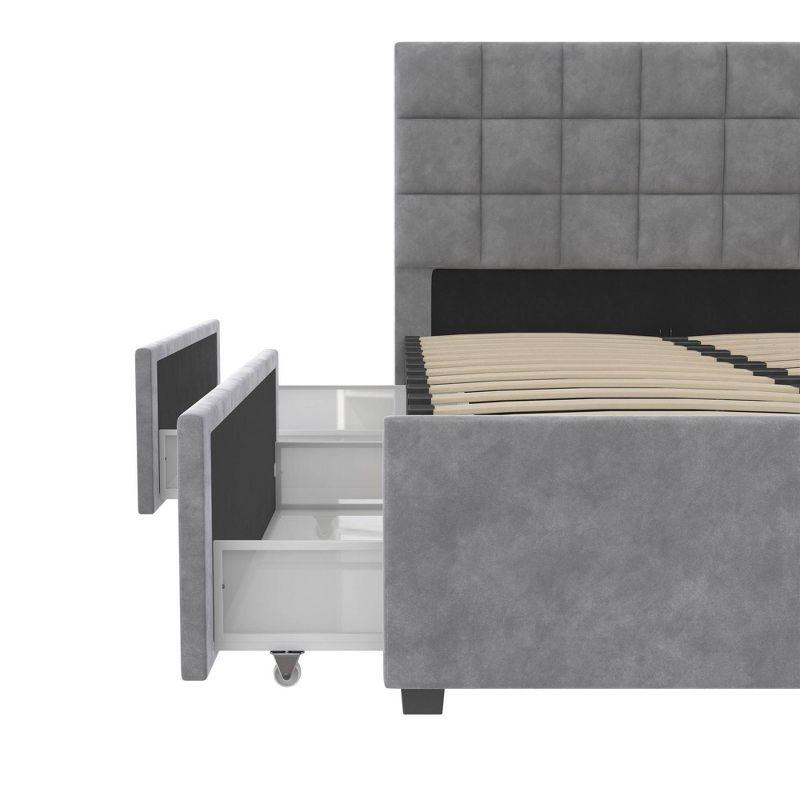 Serena Upholstered Bed with Drawers Light Gray Velvet - Cosmoliving By Cosmopolitan