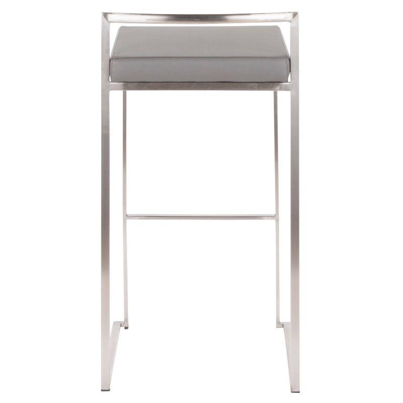 Set of 2 34" Fuji Contemporary Stackable Barstools Gray - LumiSource