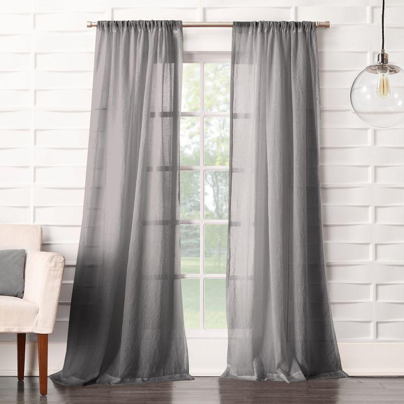 No. 918 Sheer Avril Crushed Texture Rod Pocket Curtain Panel