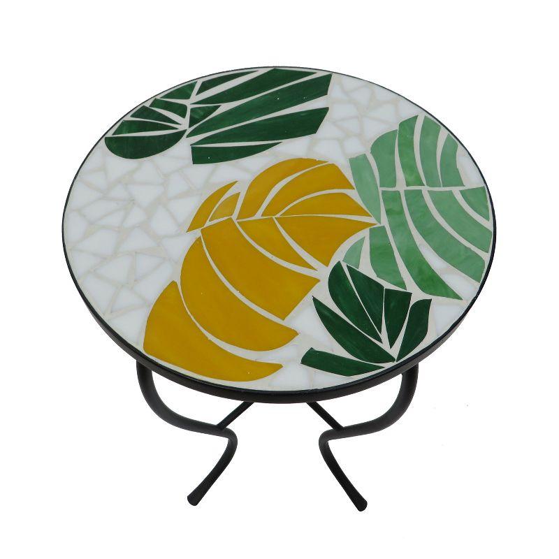 Multi-Color Mosaic Glass and Iron Outdoor Accent Table