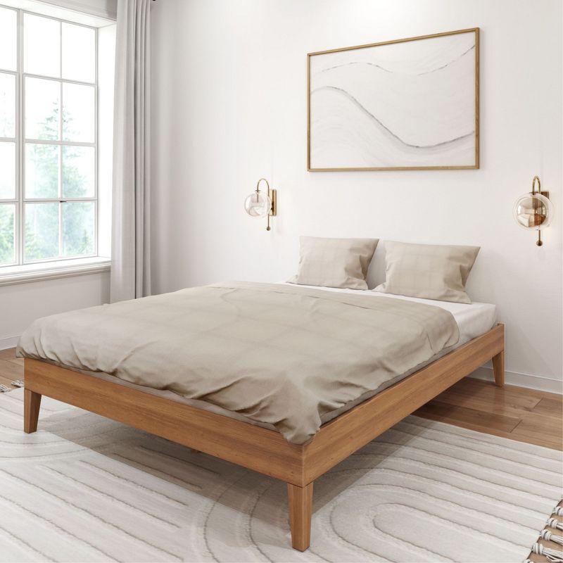 Plank+Beam Solid Wood Queen Platform Bed Frame, Matte Pecan